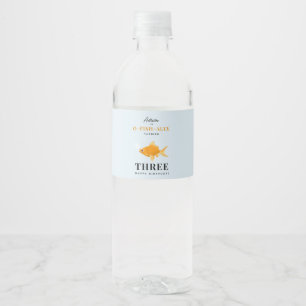 Cute Goldfish Swimming Water Kids Birthday Party Bottle Label