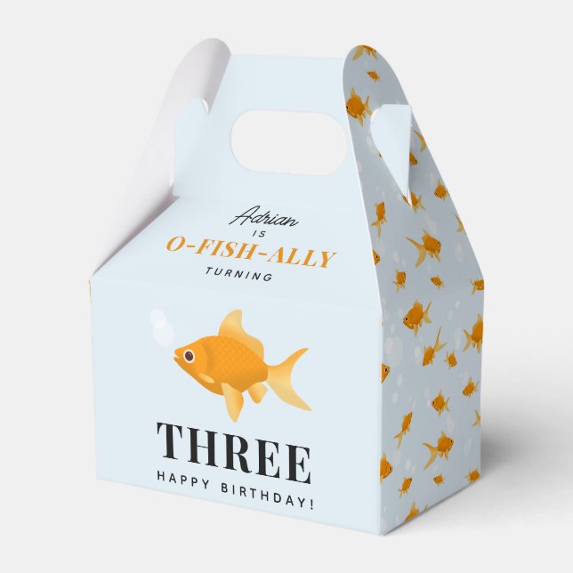 Cute Goldfish Swimming Water Kids Birthday Party Favor Box (Front Side)