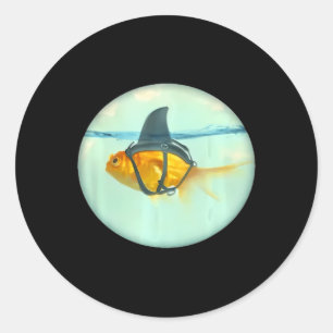 Cute Goldfish With A Shark Fin Fashion  Classic Round Sticker