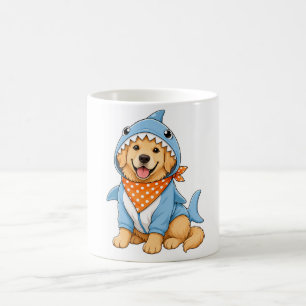 Cute golen retriever shark costume ceramic coffee mug