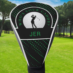 Cute Golf Caddy Quote Custom Monogram Black Green  Head Cover
