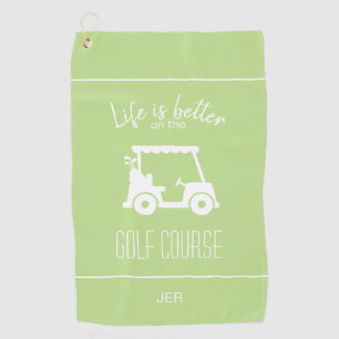 Cute Golf Cart Golfer Golf Course Quote Green Towel