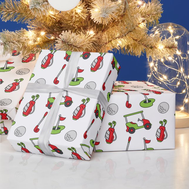 Cute Golf Christmas Wrapping Paper (Holidays)
