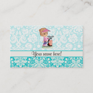 Cute Golf; Damask Pattern Calling Card