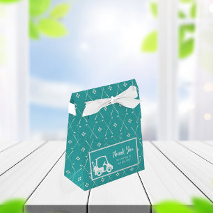 Cute Golf Theme Thank You Teal Favor Box