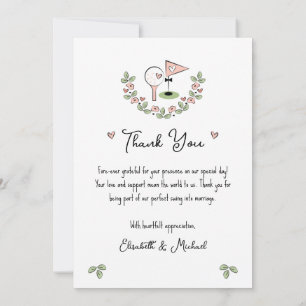 Cute Golf Themed Wedding Thank You Card with Photo