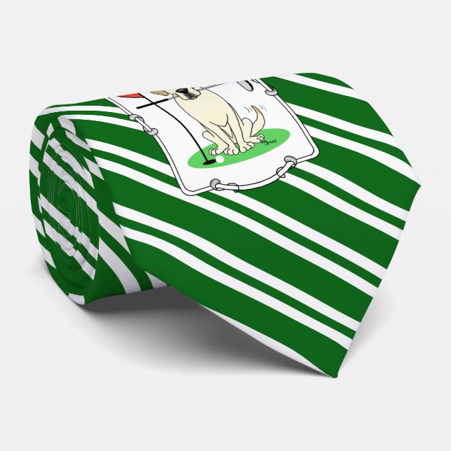 Cute Golf Yellow Labrador Retriever Dog Tie (Rolled)