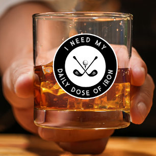 Cute Golfer Humour Golf Iron Sports Pro Black Whit Whiskey Glass