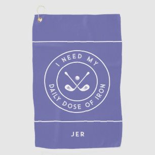 Cute Golfer Humour Golf Iron Sports Pro Periwinkle Golf Towel