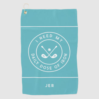 Cute Golfer Humour Golf Iron Sports Pro Teal Green Towel