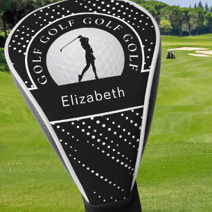 Cute Golfer Modern Golf Sports Pattern Black   Golf Head Cover