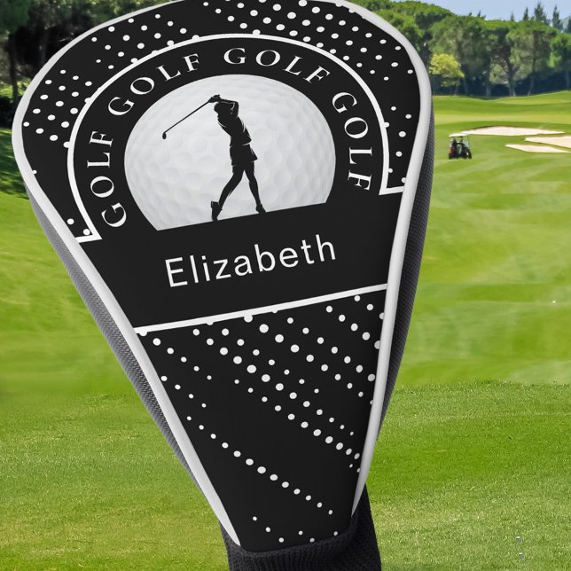 Cute Golfer Modern Golf Sports Pattern Black   Golf Head Cover (Creator Uploaded)