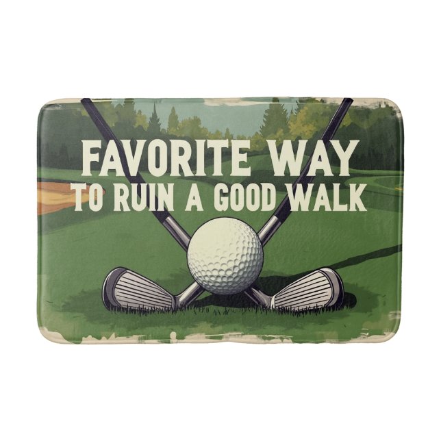 Cute Golfing Humour Bathroom Decor for Fans Bath Mat (Front)