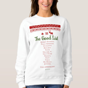 Cute Good List Christmas Sweater Red Nordic Family