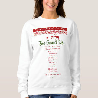 Cute Good List Christmas Sweater Red Nordic Family