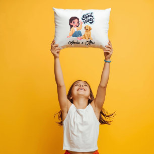 Cute “Good Vibes” Team Personalized Throw Pillow