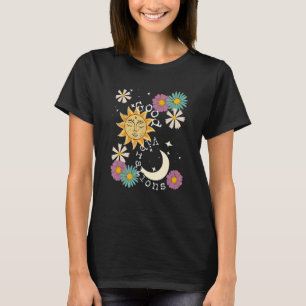 Cute Good Vibration Boho Sun Moon Flowers Energy P T-Shirt