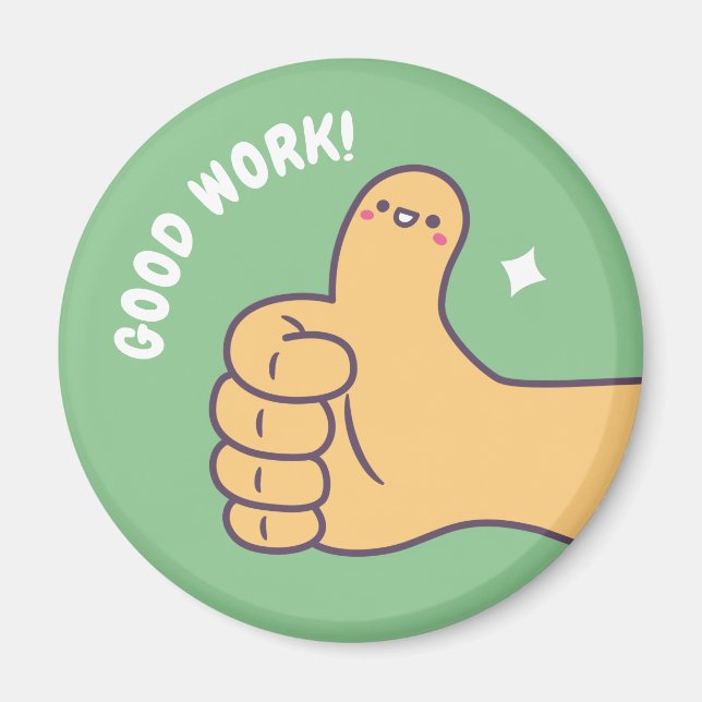 Cute Good Work Thumbs Up Doodle Magnet (Front)