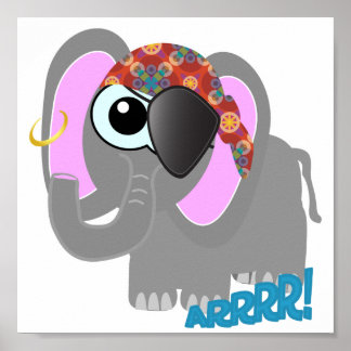 Cute Goofkins elephant pirate Poster