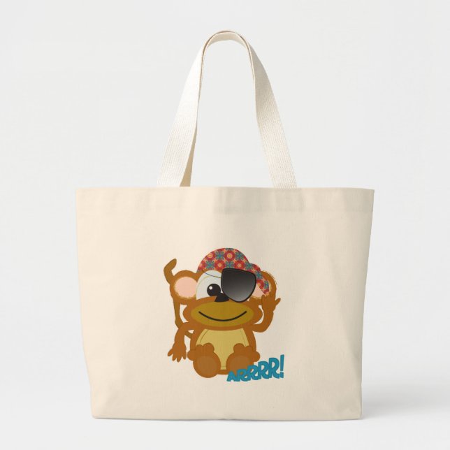 Cute Goofkins monkey pirate Large Tote Bag (Front)