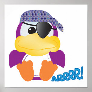 Cute Goofkins purple pirate ducky Poster