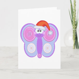 Cute Goofkins Xmas butterfly santa Holiday Card