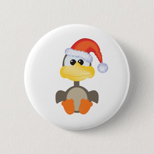 Cute Goofkins Xmas goose santa 2 Inch Round Button (Front)