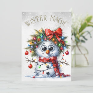 Cute Goofy Snowman Winter Christmas Holiday Card