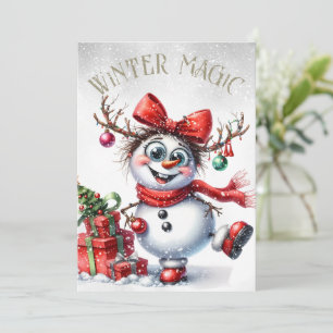 Cute Goofy Snowman Winter Christmas Holiday Card