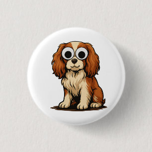 Cute Googly-Eye Puppy Illustration 1 Inch Round Button