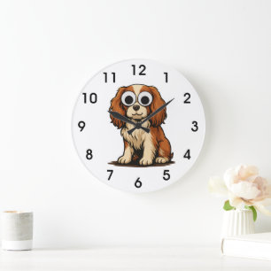 Cute Googly-Eye Puppy Illustration Large Clock