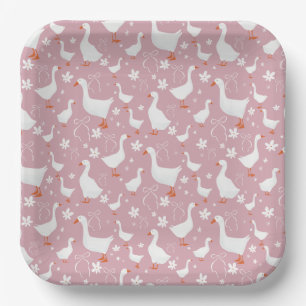 Cute goose and bow paper plate