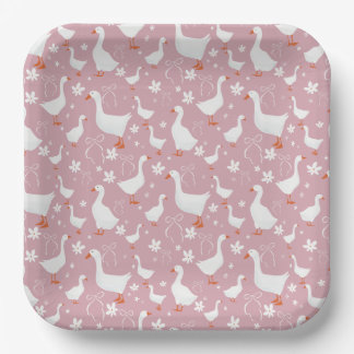 Cute goose and bow paper plate