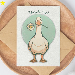 Cute Goose and Daisy Flower Thank You Card