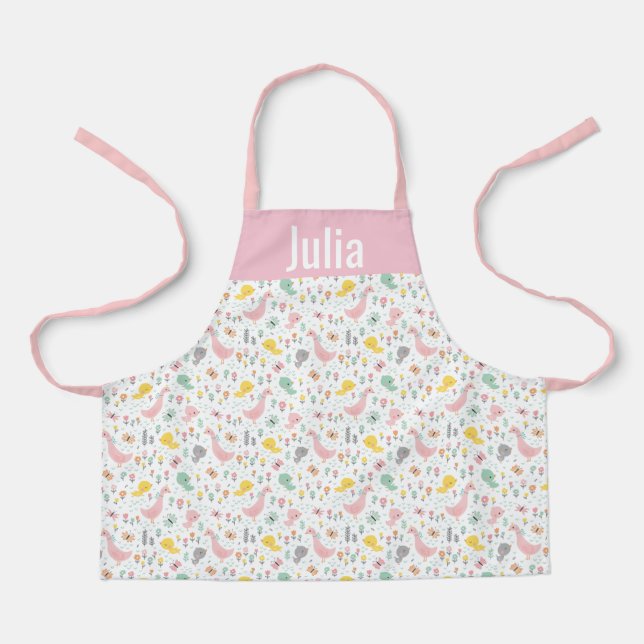 Cute goose and goslings in pastel colours apron (Front)