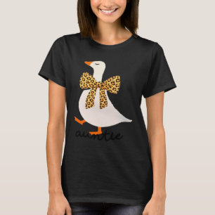 Cute Goose Auntie Leopard Bow Funny Animal Lover T-Shirt