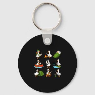 Cute goose camping outdoor adventure activities keychain