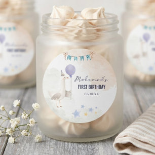 Cute Goose First Birthday Sticker Personalized