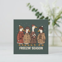 Cute Goose Freezin' Season Winter Cozy Fall Duck 