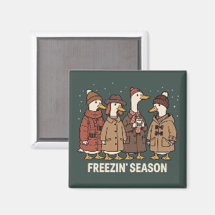 Cute Goose Freezin' Season Winter Cozy Fall Duck Magnet