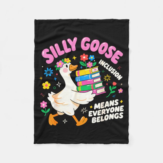 Cute Goose Inclusion Everyone Belongs Teacher Gift Fleece Blanket (Front)