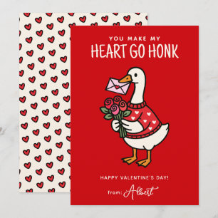 Cute Goose Kids Classroom Valentines Day Card