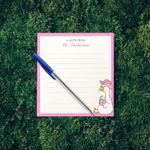 Cute Goose Reading Custom Teacher Appreciation Notepad