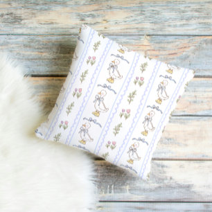 Cute Goose Ribbon Pattern  Throw Pillow