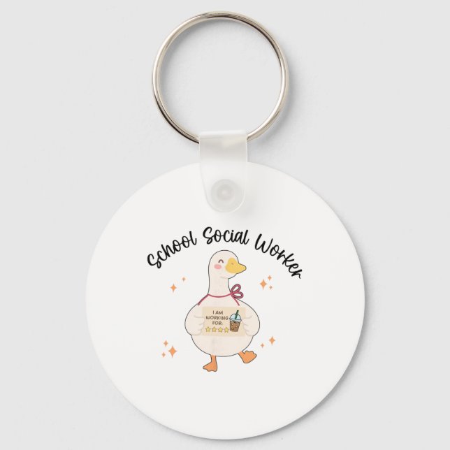 Cute Goose Social Worker Case Manager Apparel Ment Keychain (Front)