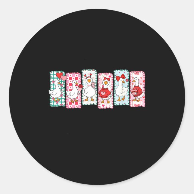 Cute Goose Valentine Coquette,duck Funny Gift Tee  Classic Round Sticker (Front)