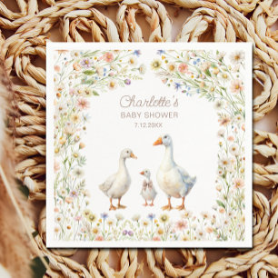 Cute Goose Wildflower Baby Shower Napkin