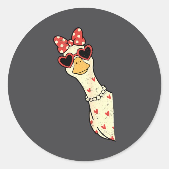 Cute Goose Xoxo Be Mine Happy Valentine's Day Wome Classic Round Sticker (Front)