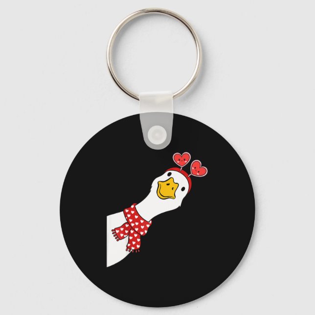 Cute Goose Xoxo Be Mine Happy Valentine's Day Wome Keychain (Front)
