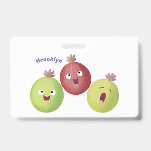 Cute gooseberry trio singing cartoon badge